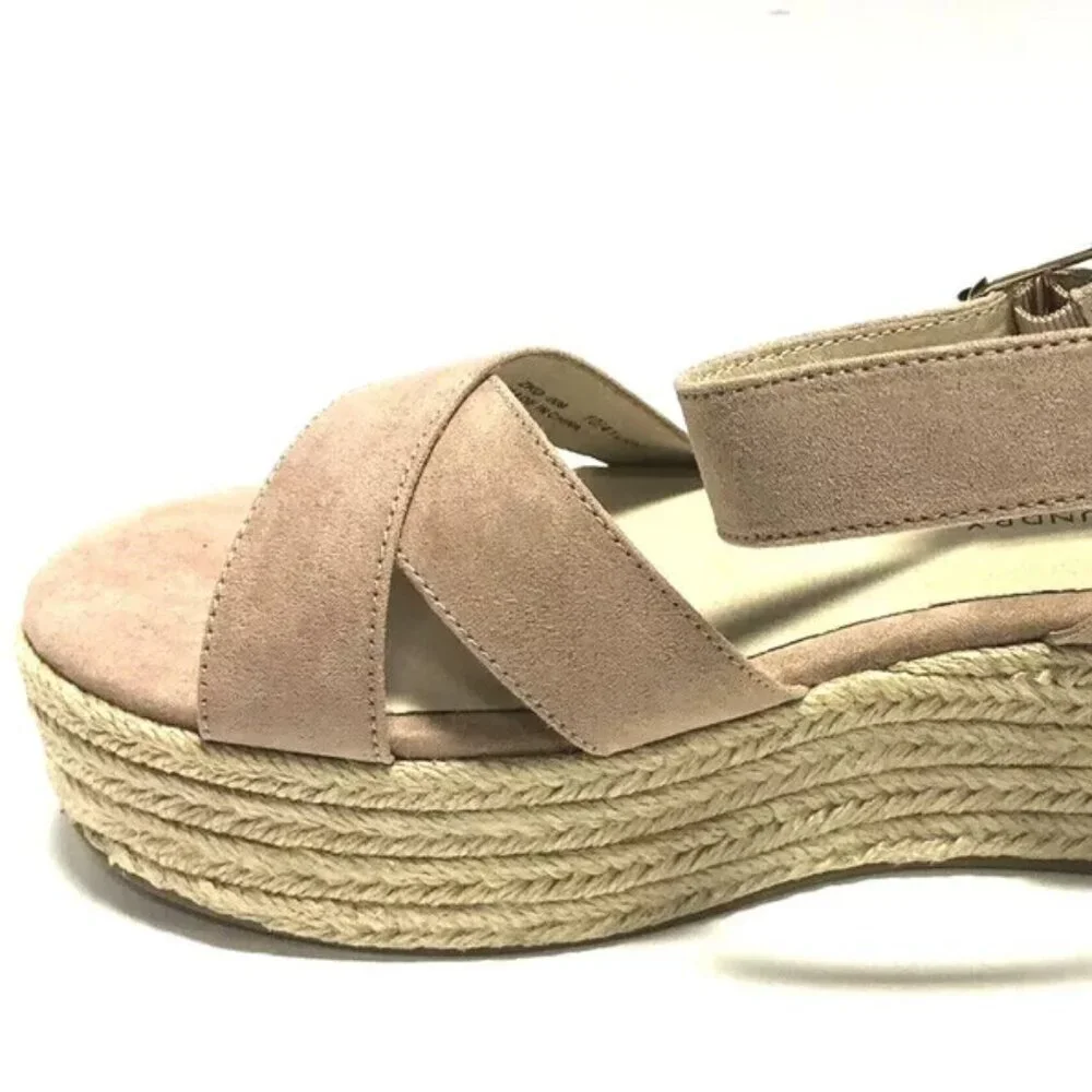 Chinese Laundry Women’s Zala Micro Suede Beige/Pink Platform Sandals Size 10M